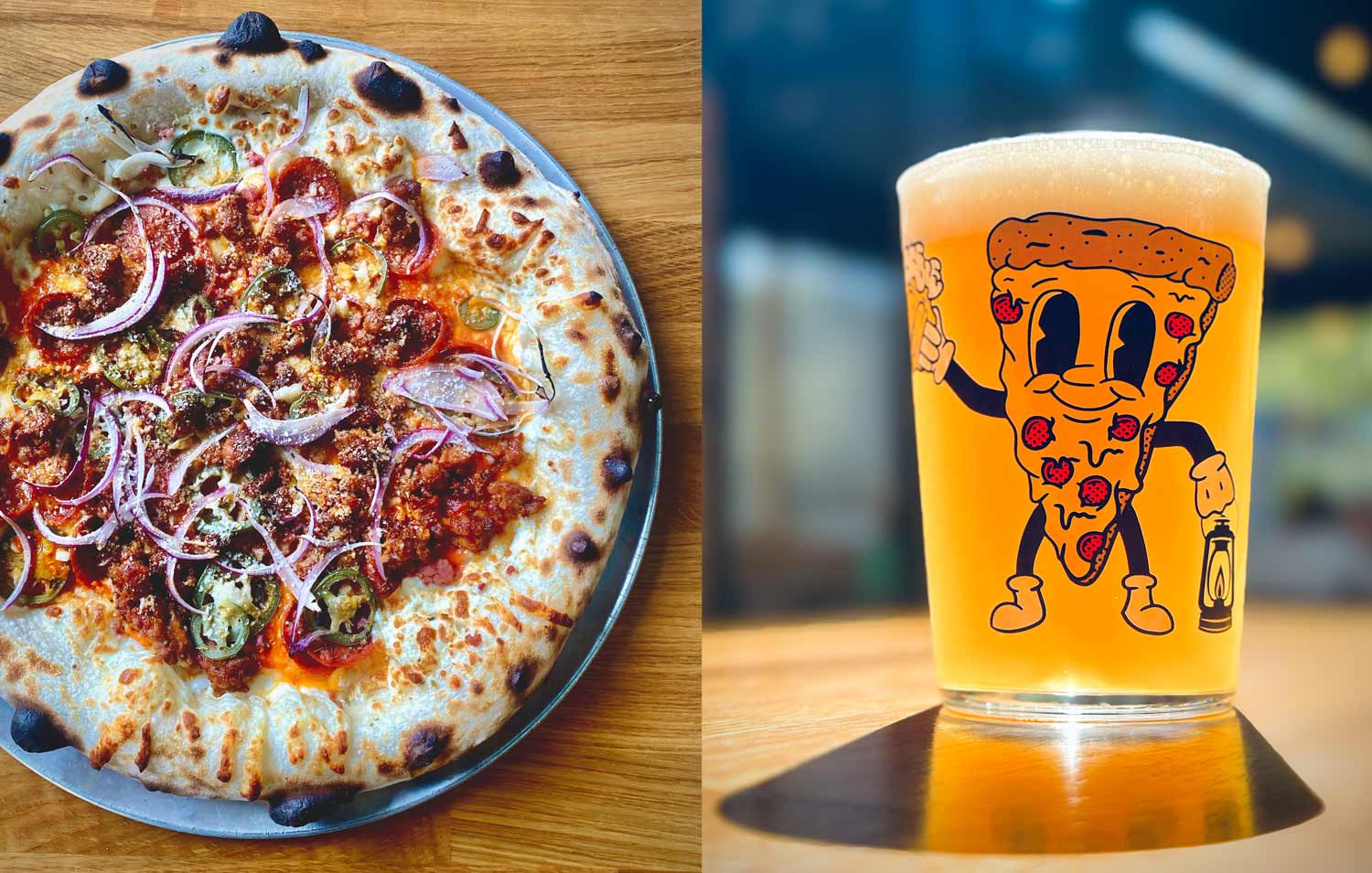 Backcountry Brewing - Taproom update with an image of pizza and a pint of beer